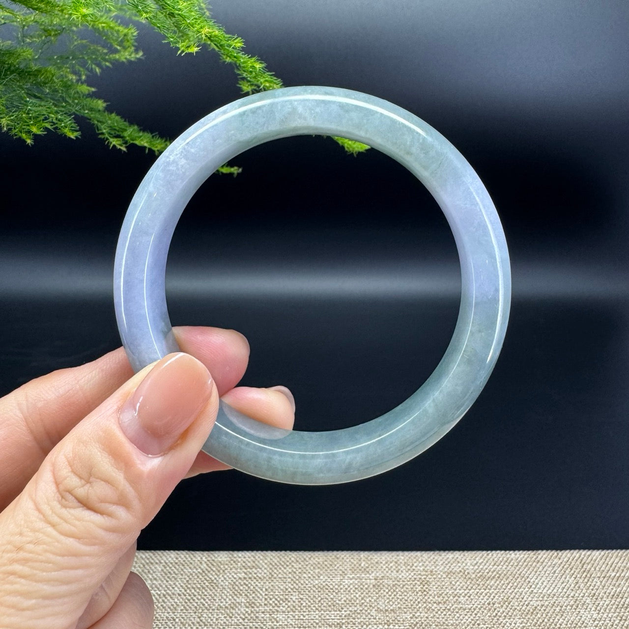 Genuine Burmese Lavender Green Jade Jadeite Bangle Bracelet ( 57.4mm )
