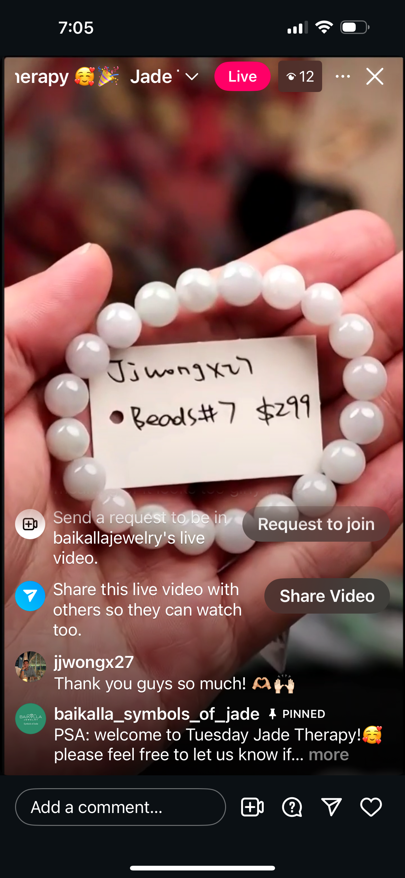 "Live" Natural Light Icy Lavender Jadeite Jade Beads Bracelet (09/23/25)