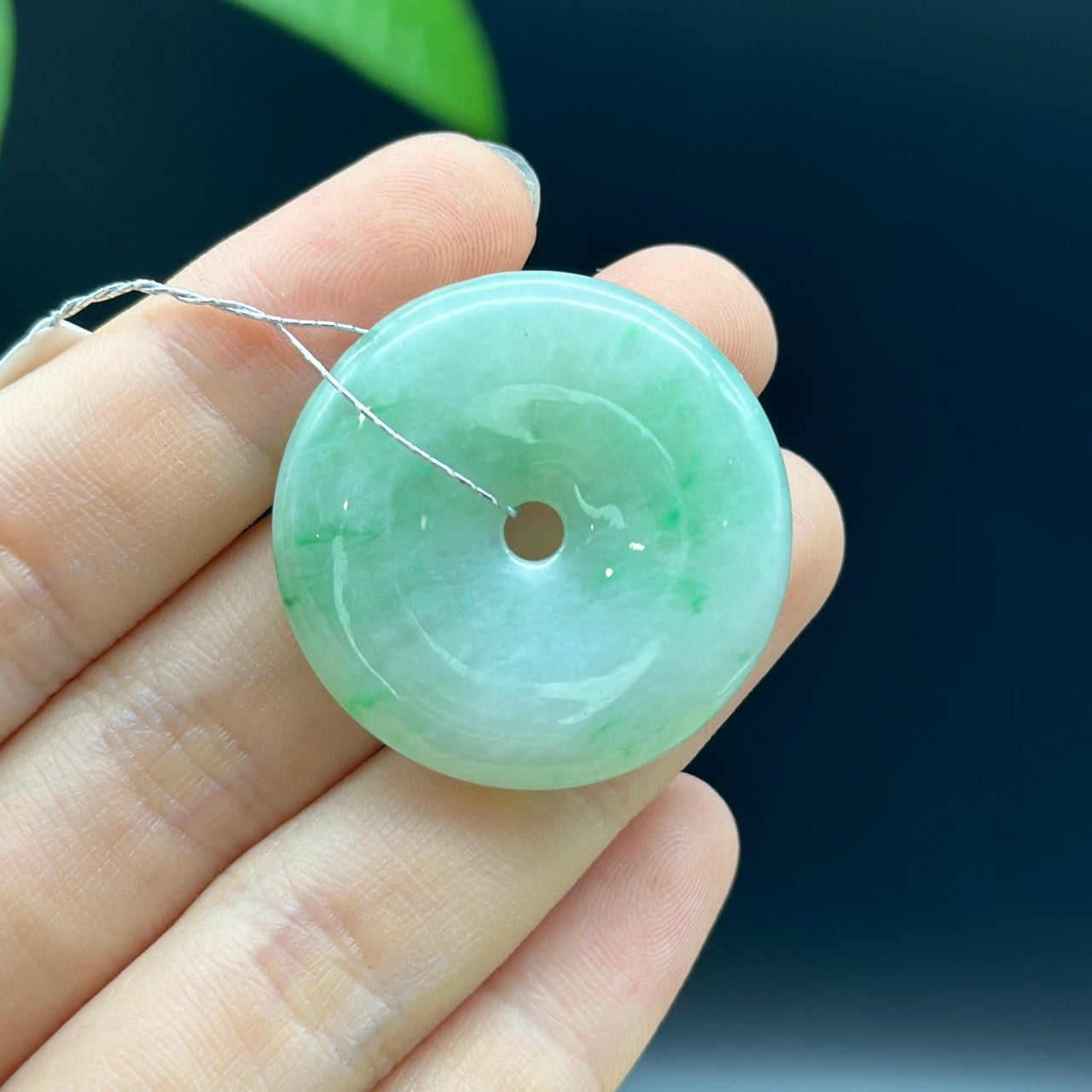 RealJade® "Good Luck Button" Necklace Green Jadeite Jade Lucky Ping An Kou Pendant