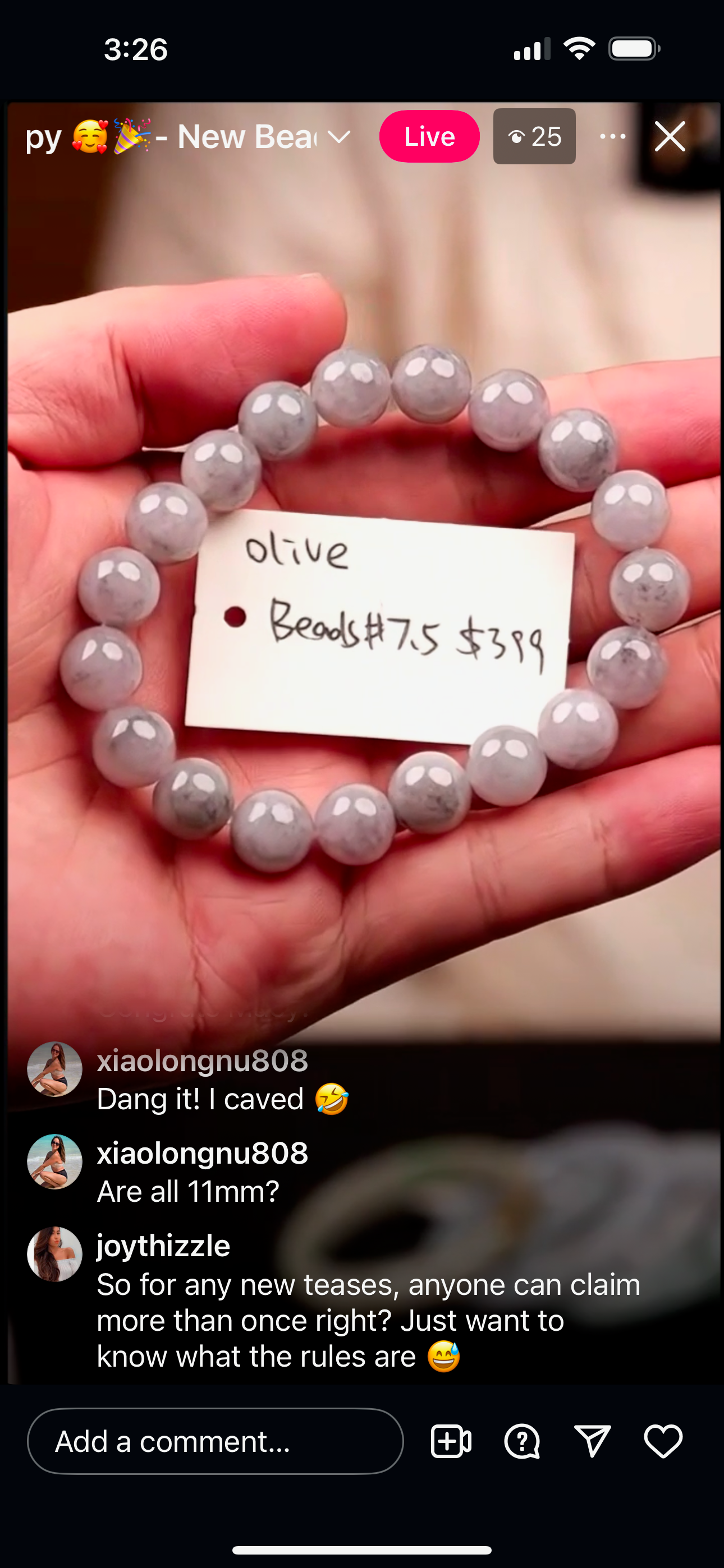 "Live" Natural Light Icy Lavender Jadeite Jade Beads Bracelet (09/25/25)