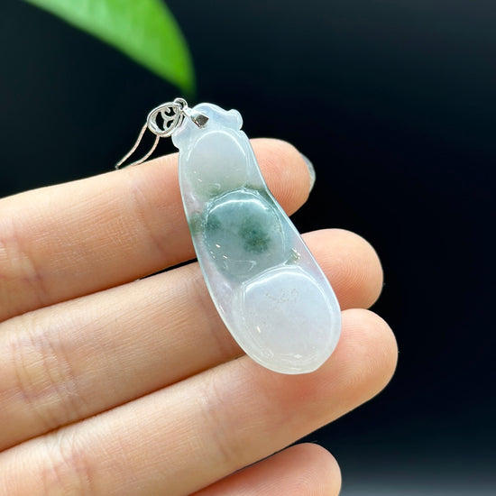 Genuine Ice Blue Jadeite Jade Fu Dou Necklace With White Gold VSI Diamond Bail