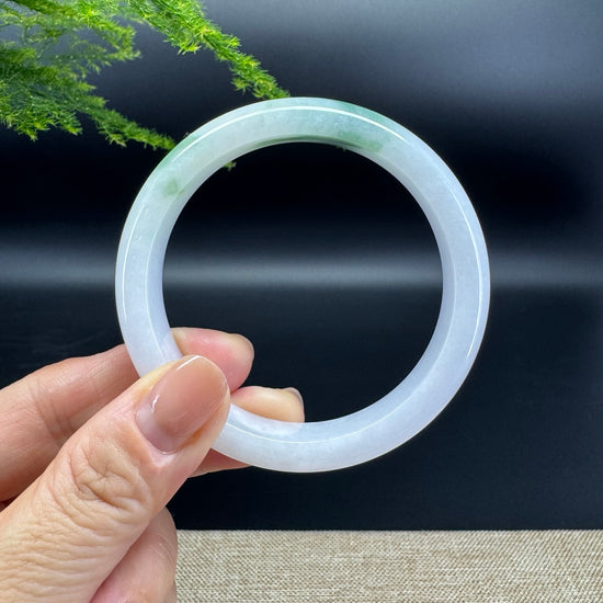 Genuine Burmese Lavender Green Jade Jadeite Bangle Bracelet ( 57.3mm )