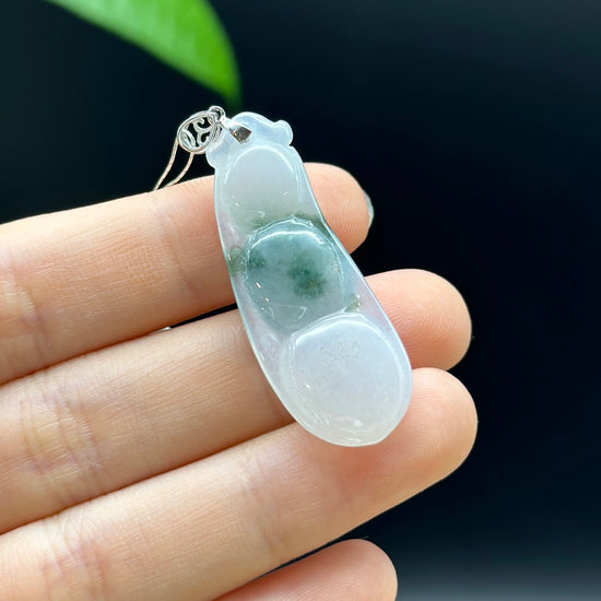 Genuine Ice Blue Jadeite Jade Fu Dou Necklace With White Gold VSI Diamond Bail