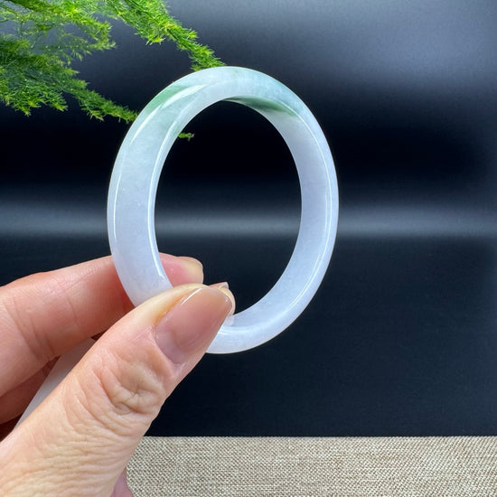 Genuine Burmese Lavender Green Jade Jadeite Bangle Bracelet ( 57.3mm )