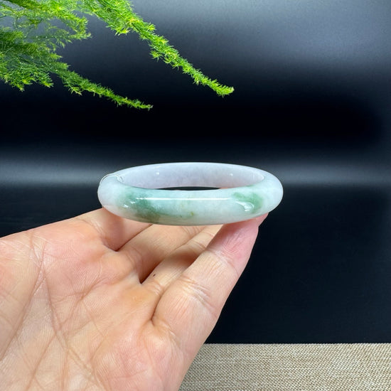 Genuine Burmese Lavender Green Jade Jadeite Bangle Bracelet ( 57.3mm )