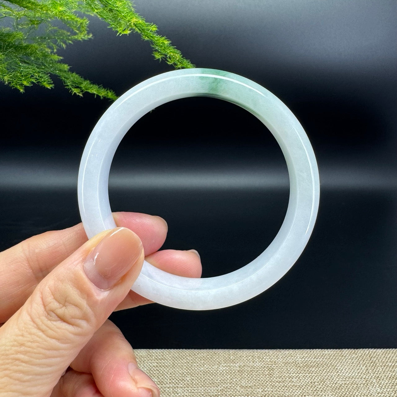 Genuine Burmese Lavender Green Jade Jadeite Bangle Bracelet ( 57.3mm )