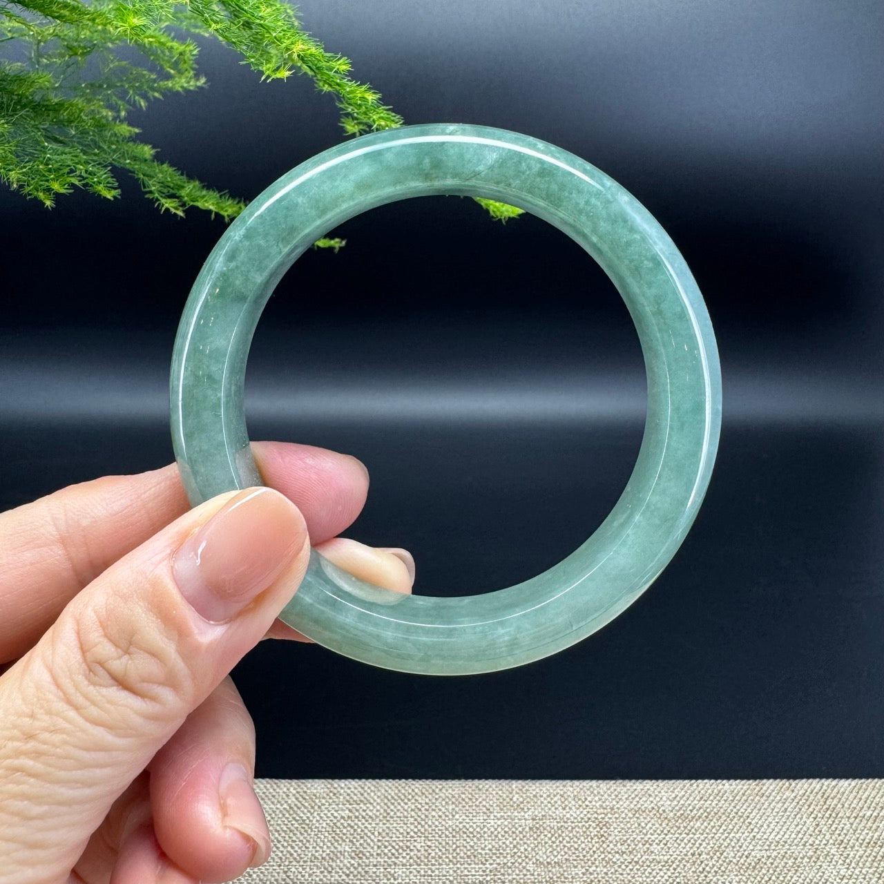 Genuine Burmese Green Jade Jadeite Bangle Bracelet (57.7mm)