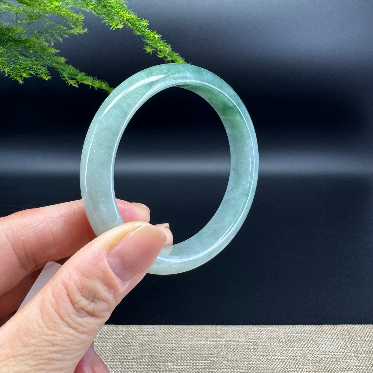 Genuine Burmese Oil Green Jade Jadeite Bangle Bracelet (57.2mm)