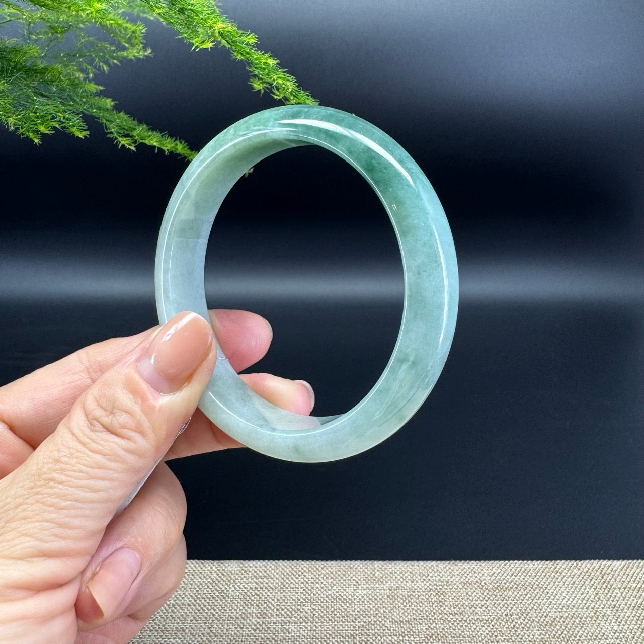 Genuine Burmese Oil Green Jade Jadeite Bangle Bracelet (57.2mm)