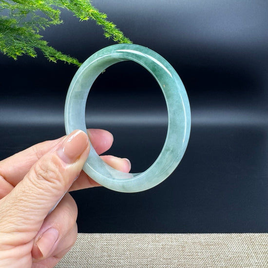 Genuine Burmese Oil Green Jade Jadeite Bangle Bracelet (57.2mm)