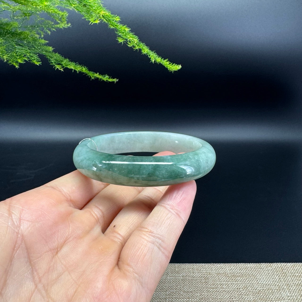 Genuine Burmese Oil Green Jade Jadeite Bangle Bracelet (57.2mm)