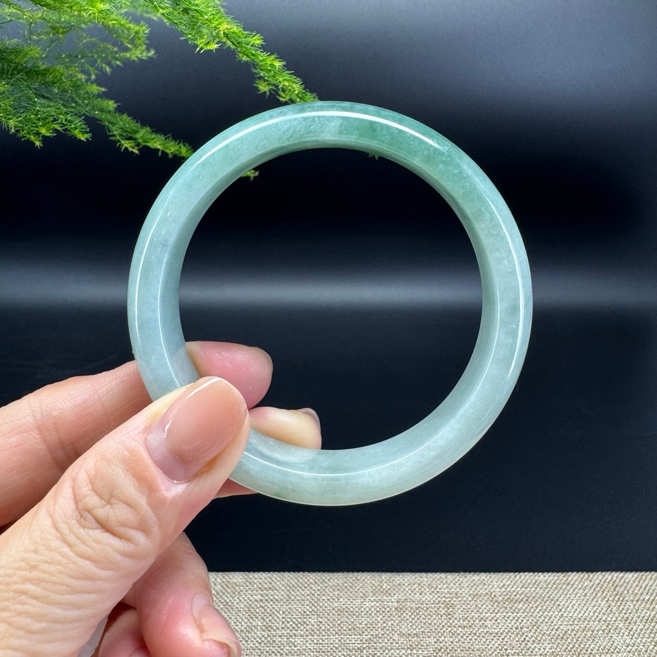 Genuine Burmese Oil Green Jade Jadeite Bangle Bracelet (57.2mm)