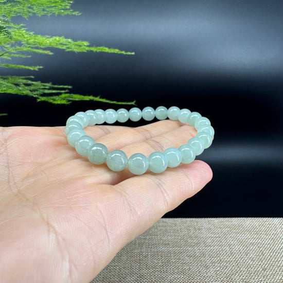 Natural Jadeite Jade Round Green Beads Bracelet ( 7.5 mm )