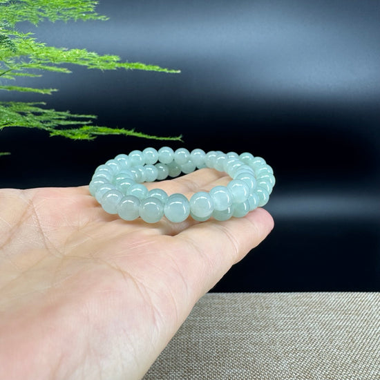 Natural Jadeite Jade Round Green Beads Bracelet ( 7.5 mm )