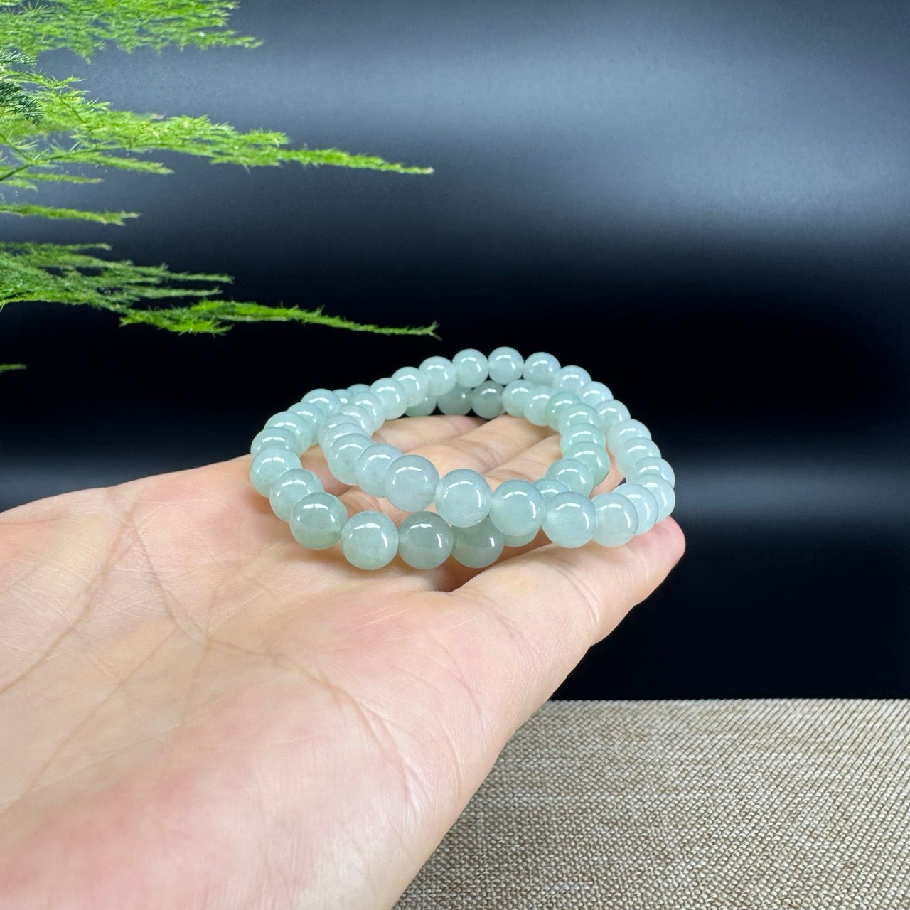 Natural Jadeite Jade Round Green Beads Bracelet ( 7.5 mm )