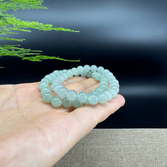 Natural Jadeite Jade Round Green Beads Bracelet ( 7.5 mm )