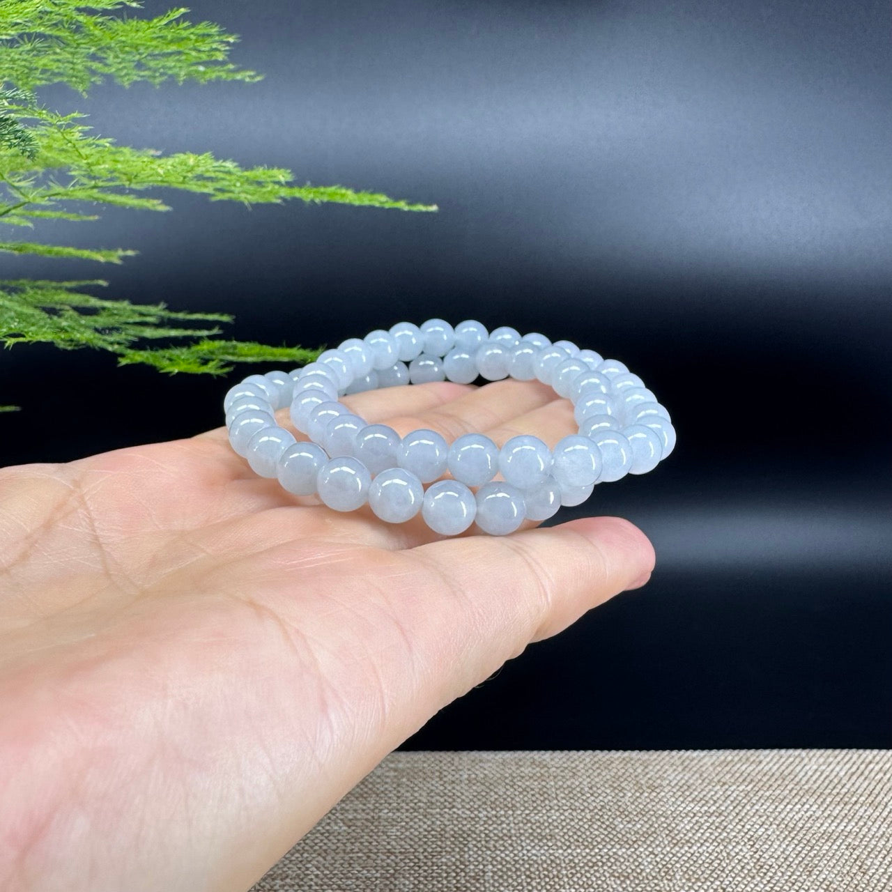 RealJade® Co. Genuine Jadeite Jade Round Light Lavender Beads Bracelet (7 mm)
