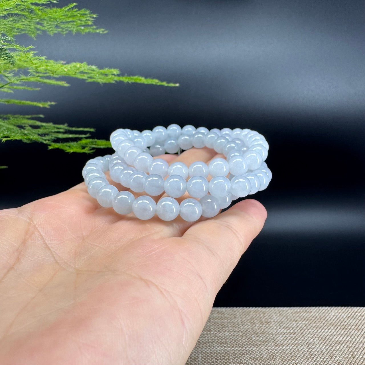 RealJade® Co. Genuine Jadeite Jade Round Light Lavender Beads Bracelet (7 mm)