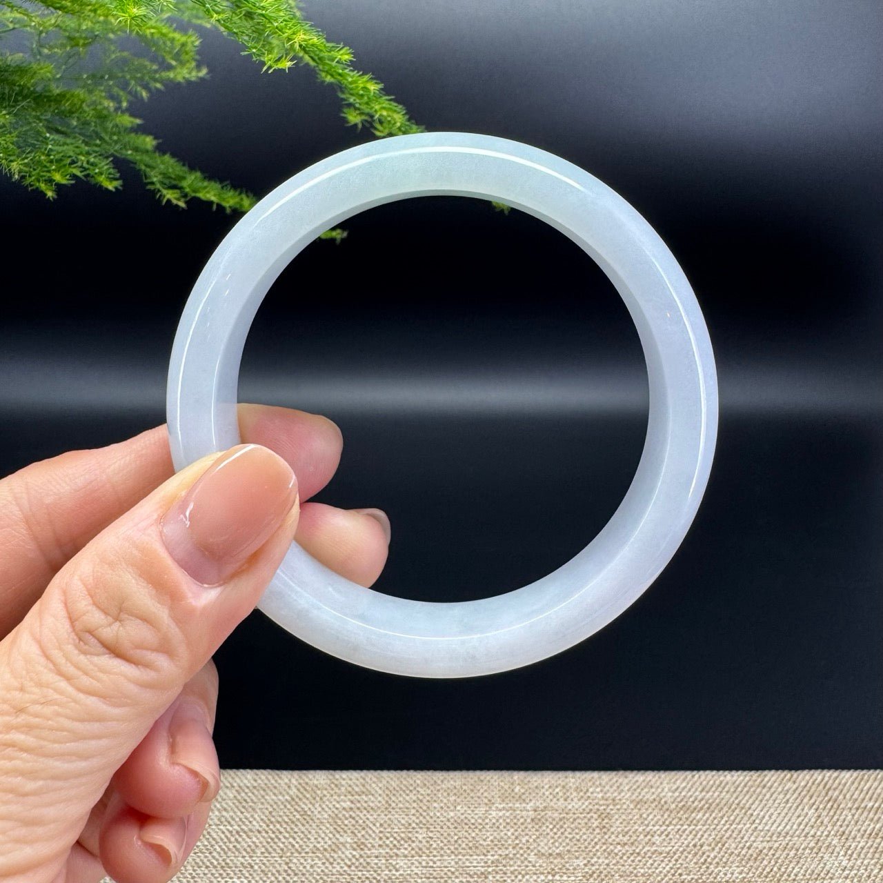 Genuine Burmese Lavender Green Jade Jadeite Bangle Bracelet (57.7mm)