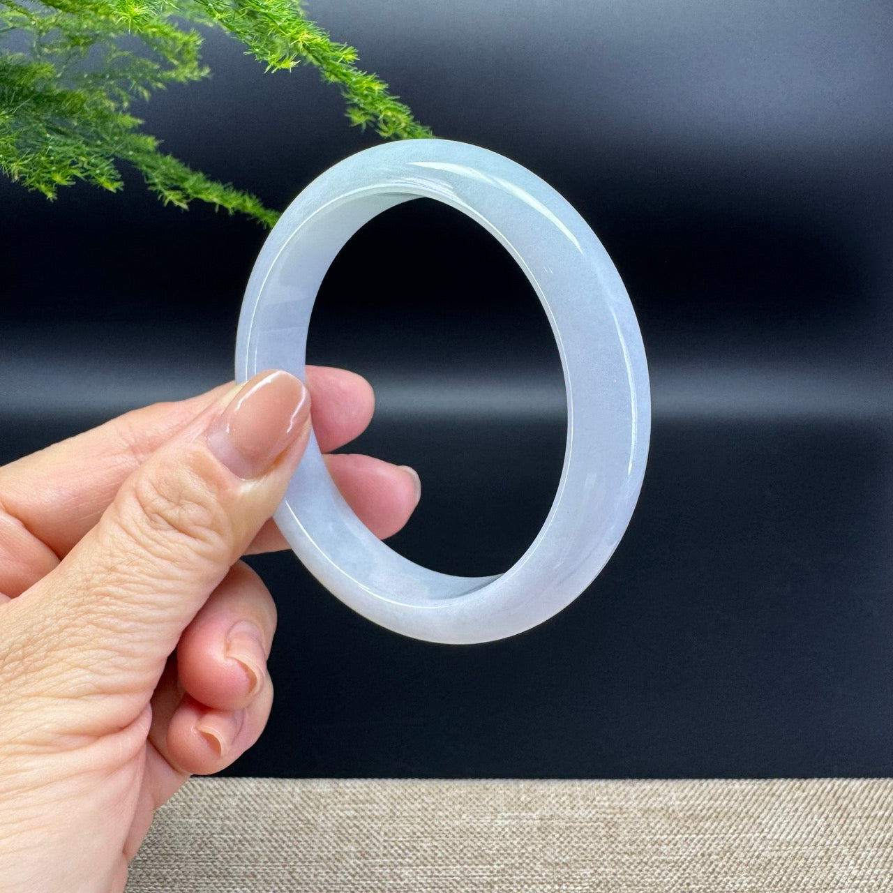 Genuine Burmese Lavender Green Jade Jadeite Bangle Bracelet (57.7mm)