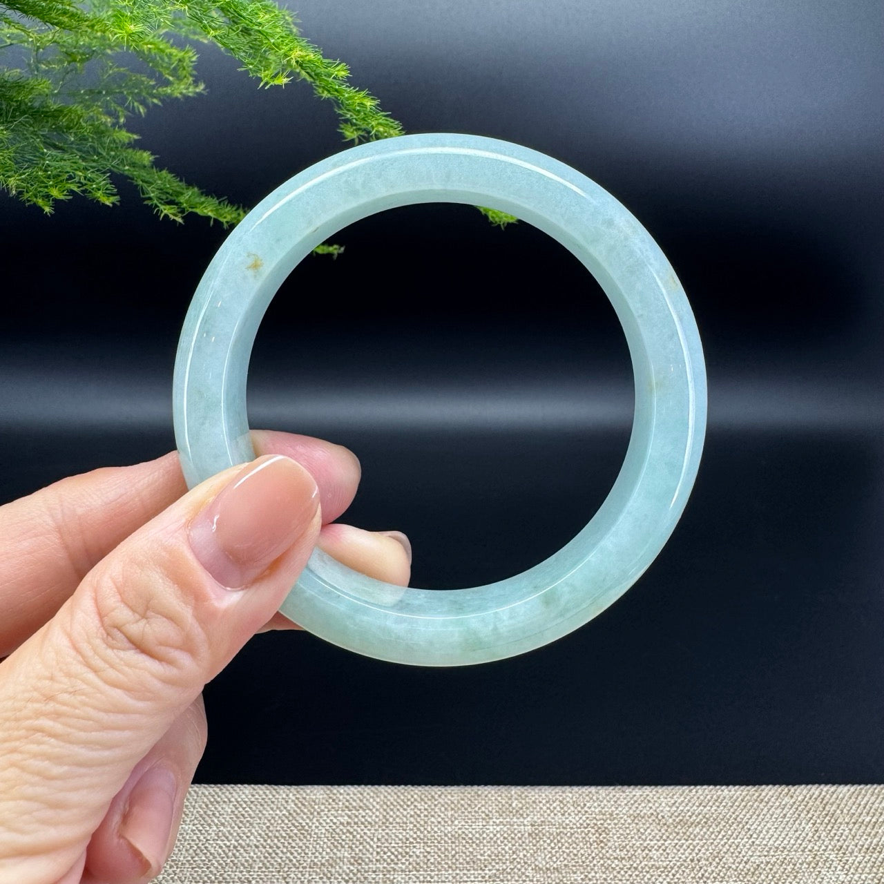 Genuine Burmese  Apple Green Jade Jadeite Bangle Bracelet ( 57mm )