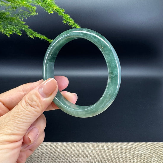 Genuine Burmese Oil Green Jade Jadeite Bangle Bracelet ( 57.5mm )