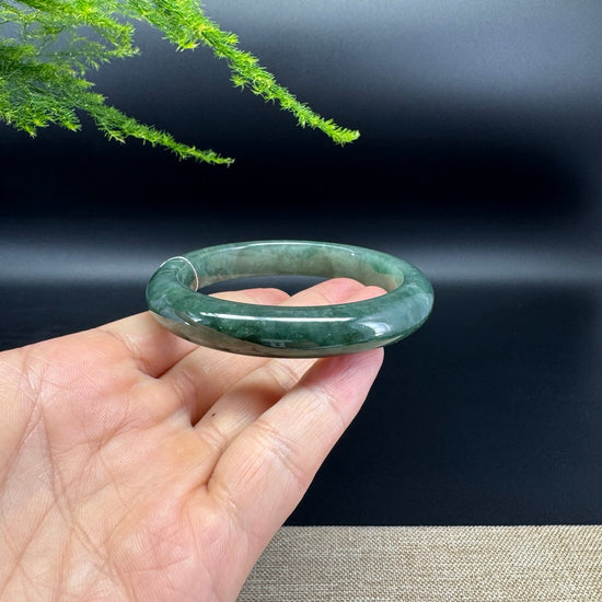 Genuine Burmese Oil Green Jade Jadeite Bangle Bracelet ( 57.5mm )