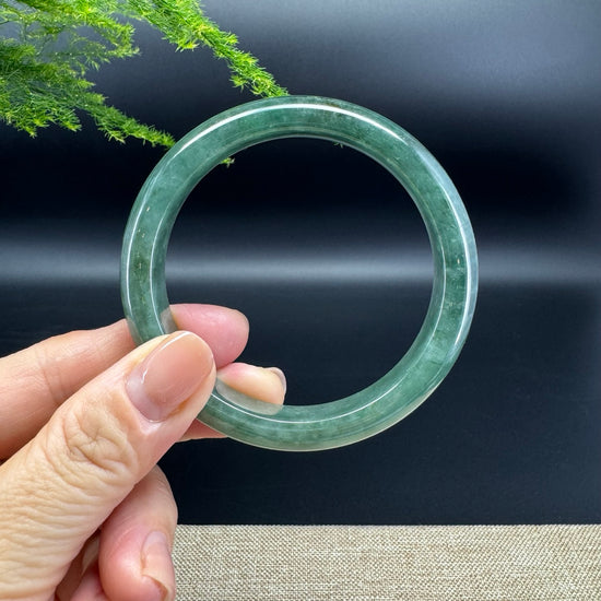 Genuine Burmese Oil Green Jade Jadeite Bangle Bracelet ( 57.5mm )