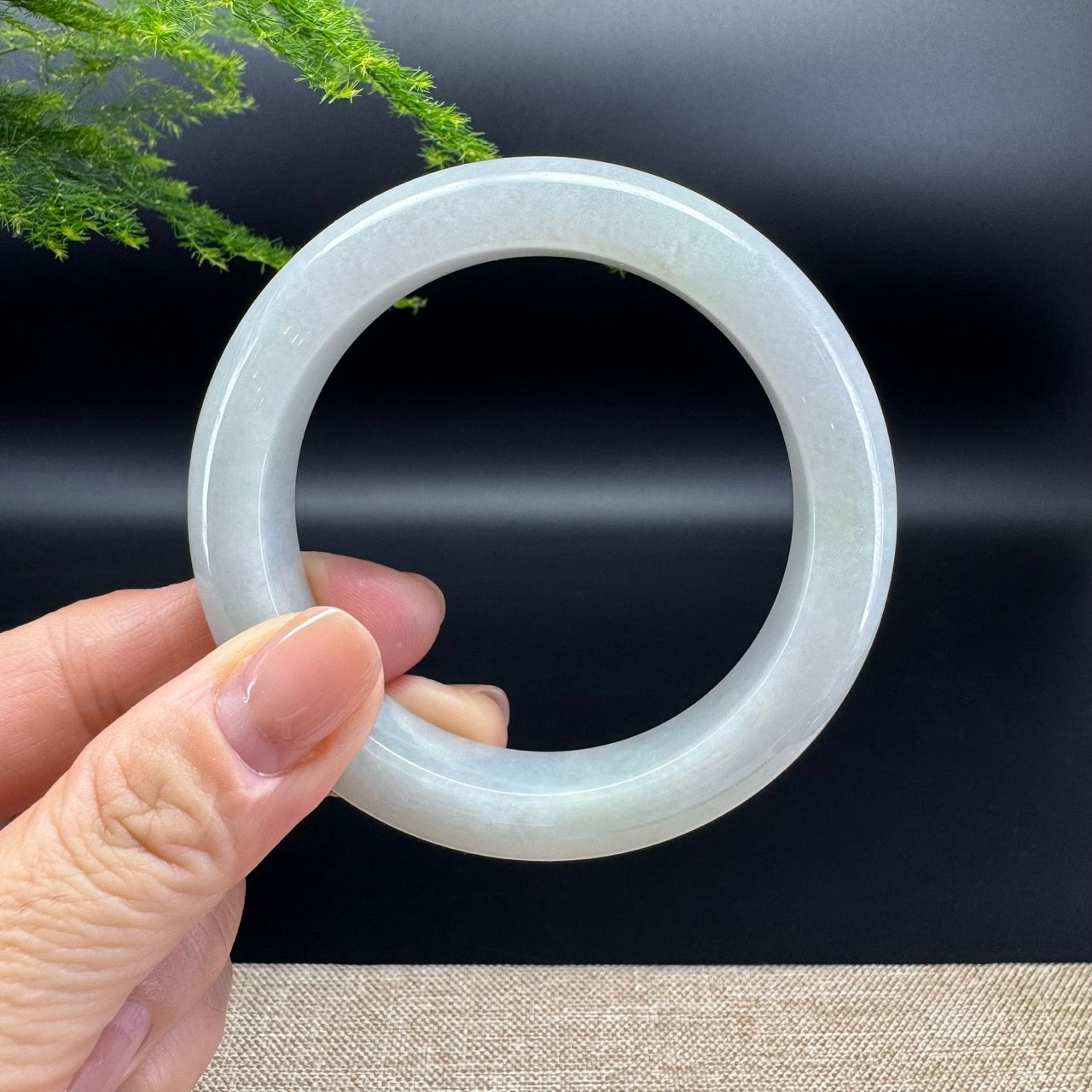 Genuine Burmese Lavender Green Jade Jadeite Bangle Bracelet ( 57mm )