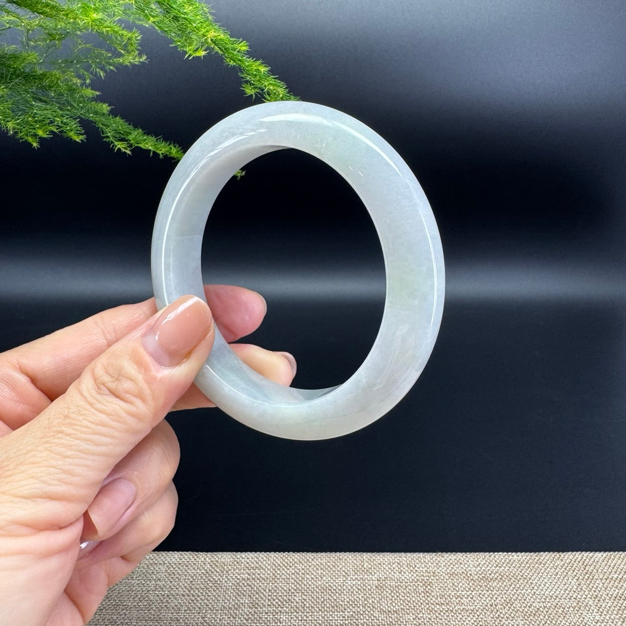 Genuine Burmese Lavender Green Jade Jadeite Bangle Bracelet ( 57mm )