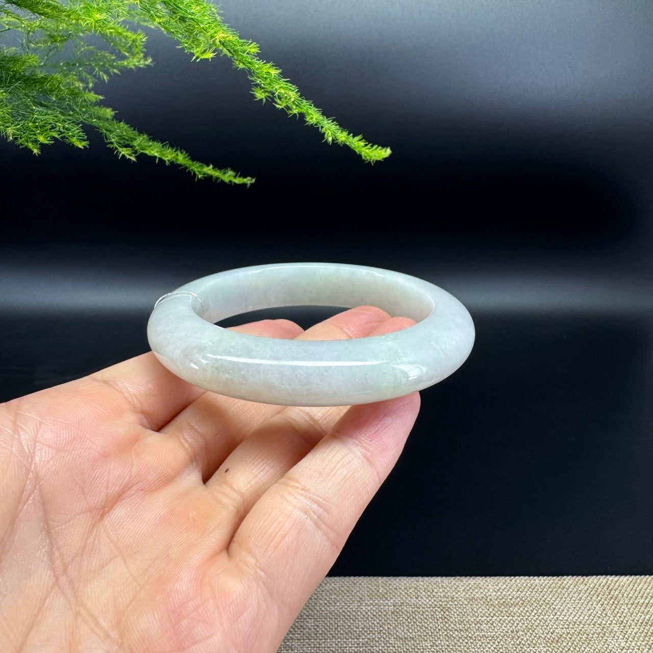 Genuine Burmese Lavender Green Jade Jadeite Bangle Bracelet ( 57mm )