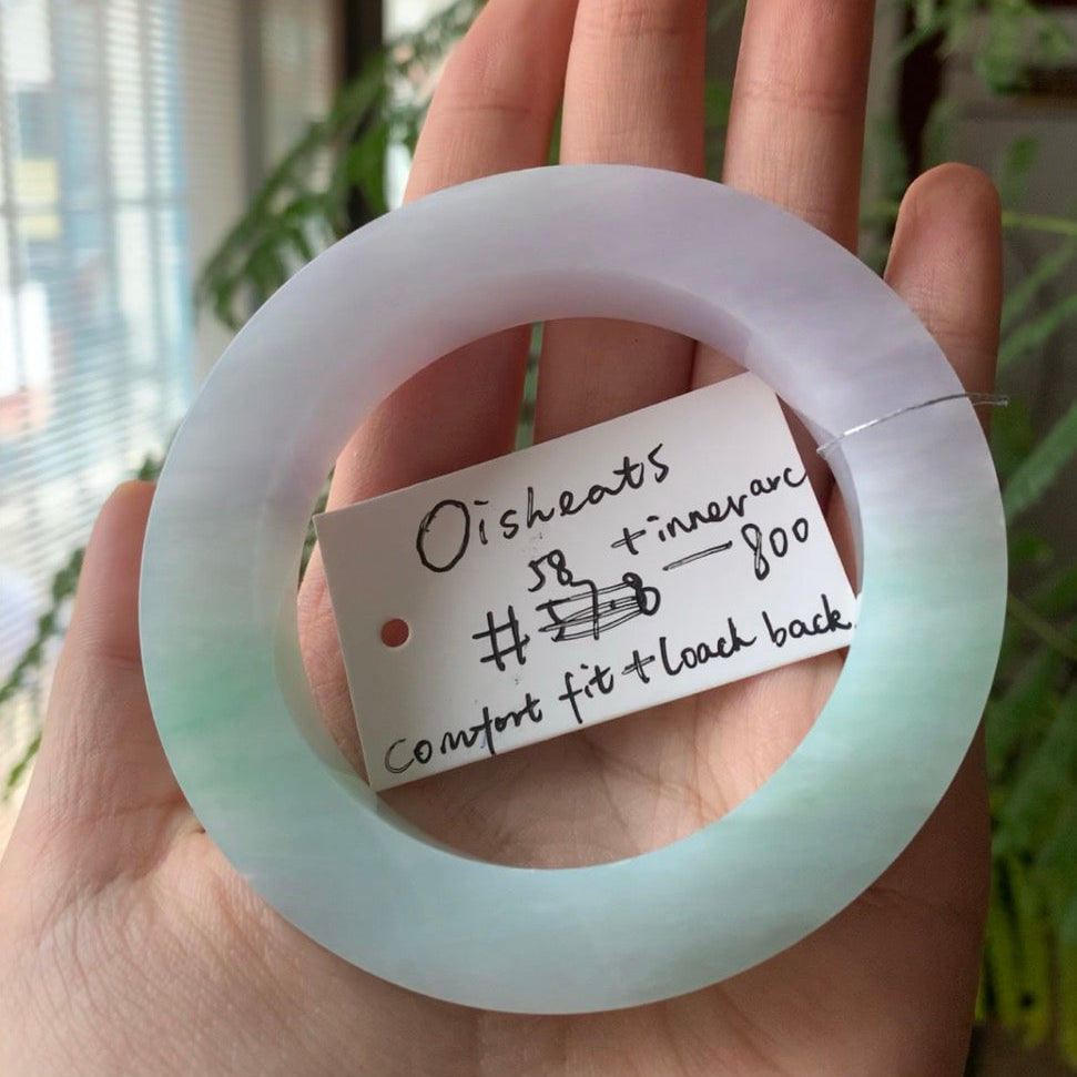 "Live" Natural Lavender Green Jadeite Jade Comfor Fit Bangle(Final)(06/12/2026)