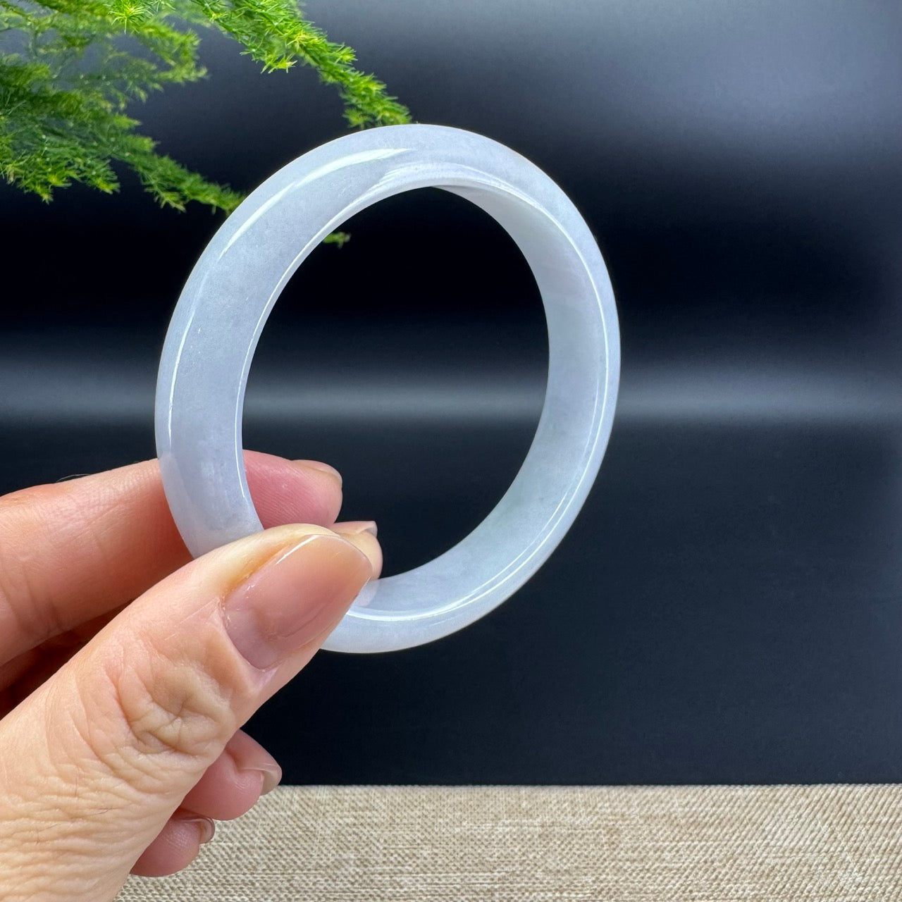 Genuine Burmese Lavender Green Jade Jadeite Bangle Bracelet (57.6mm)