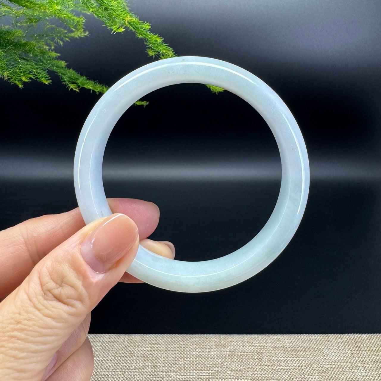 Genuine Burmese Lavender Green Jade Jadeite Bangle Bracelet (57.7mm)