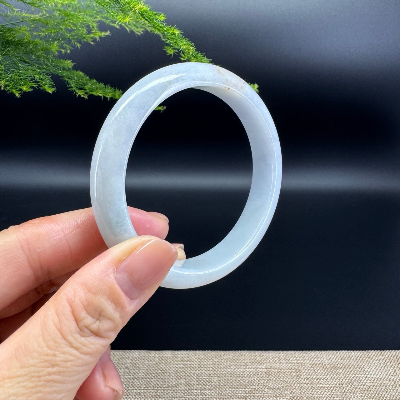 Genuine Burmese Lavender Green Jade Jadeite Bangle Bracelet ( 57.5mm )