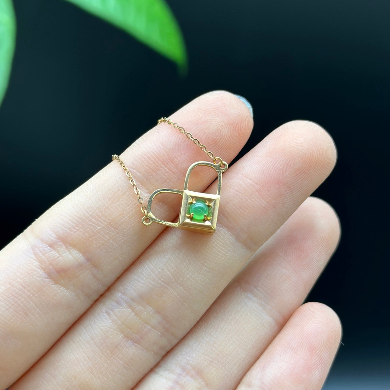 RealJade " IluvU " 18K Rose Gold Genuine Ice Green Jadeite Jade Heart Shape Pendant Necklace With Diamonds