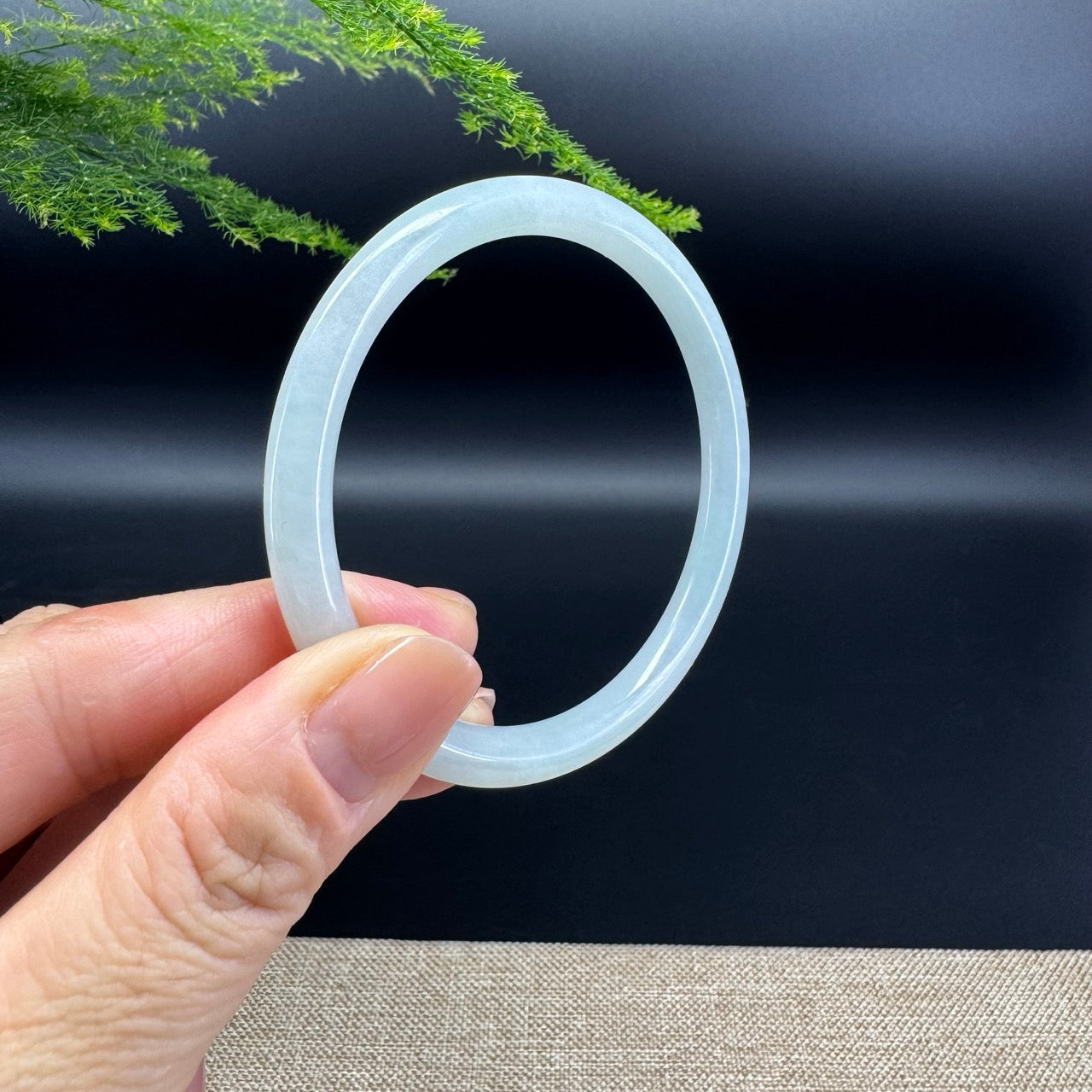 Genuine Burmese Icy Green Jade Jadeite Bangle Bracelet (57.5mm)