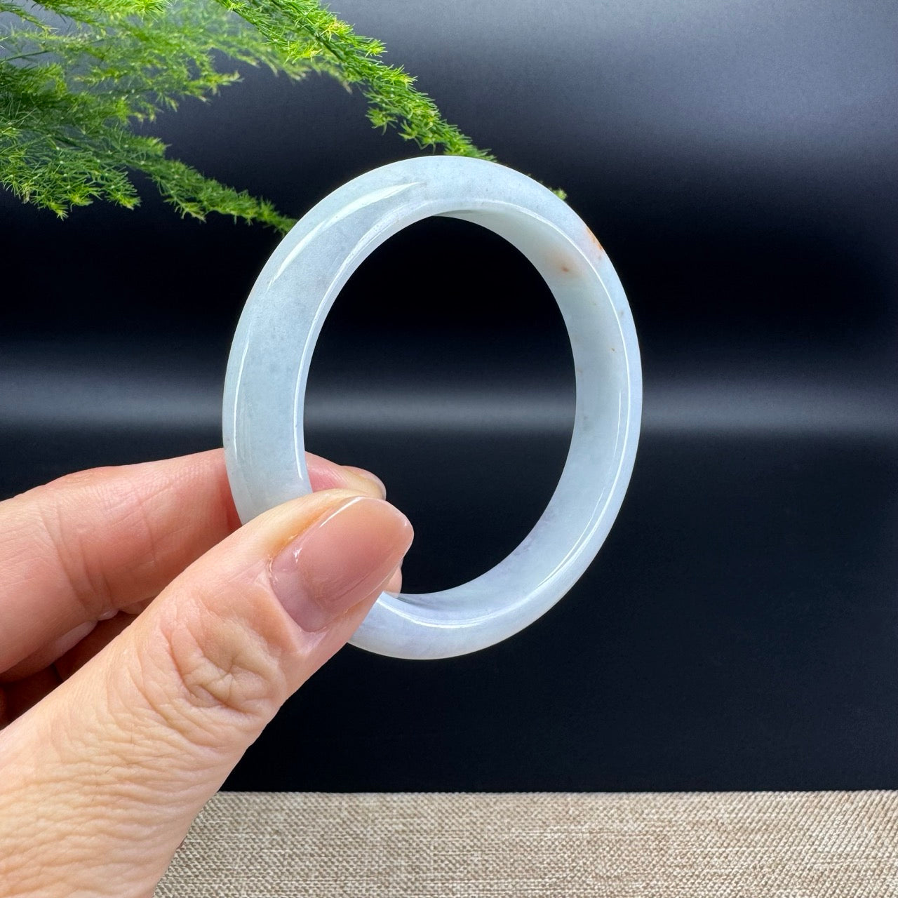 Genuine Burmese Lavender Green Jade Jadeite Bangle Bracelet ( 57.3mm )