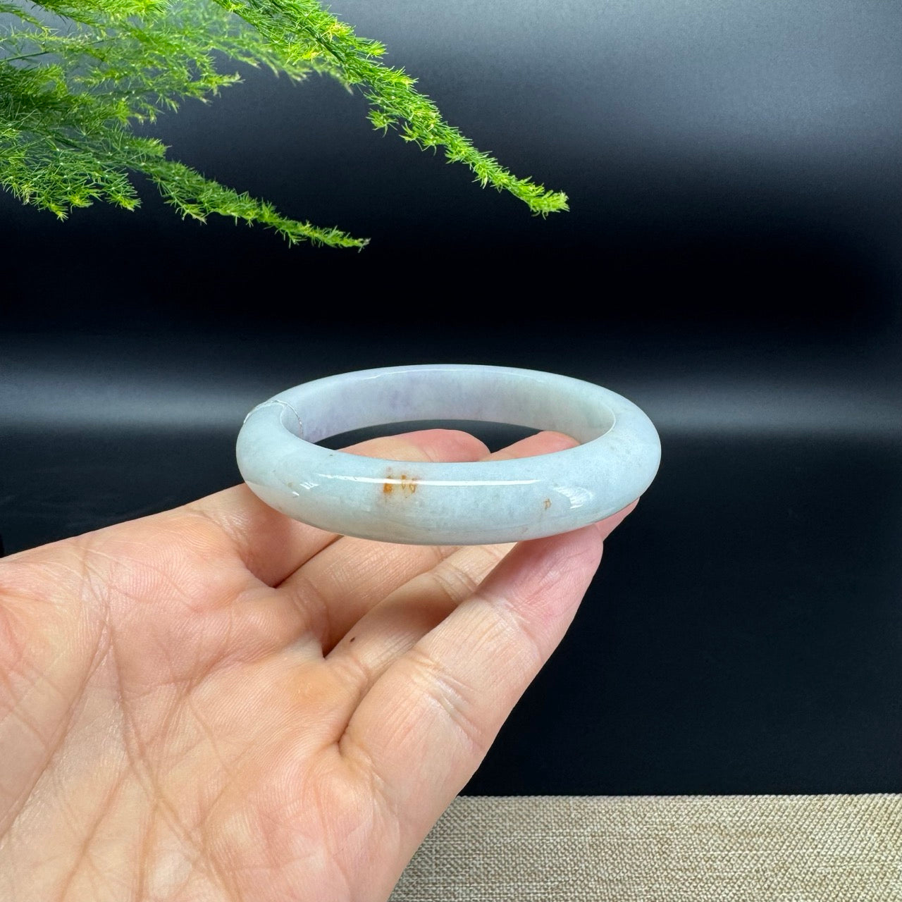 Genuine Burmese Lavender Green Jade Jadeite Bangle Bracelet ( 57.3mm )