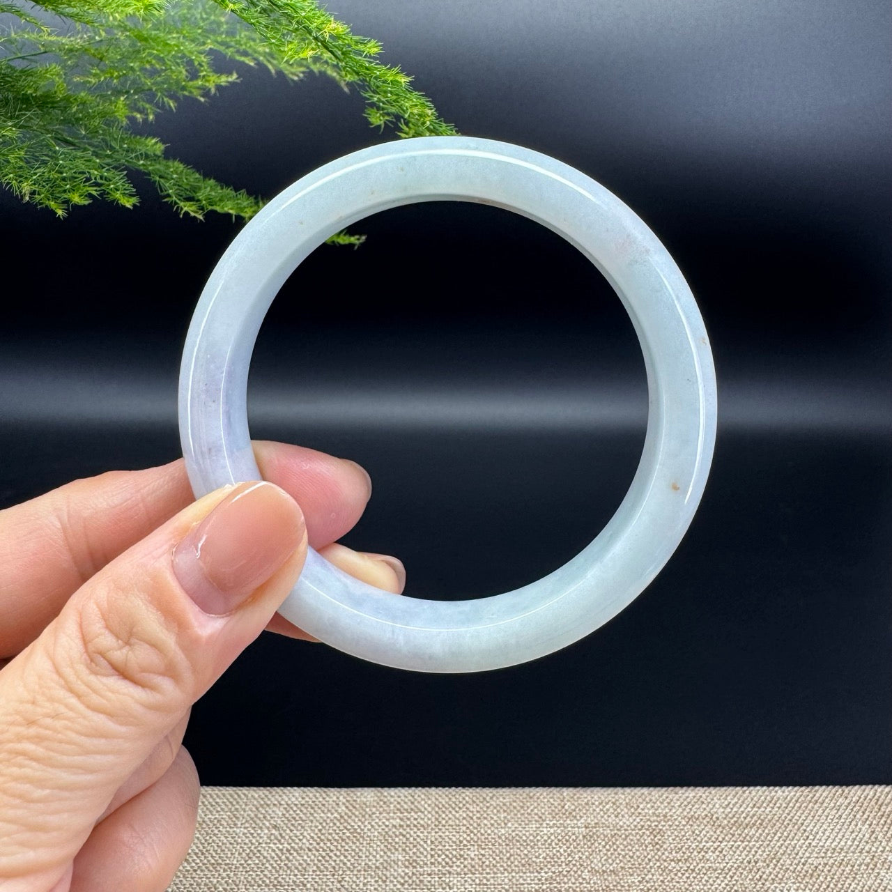 Genuine Burmese Lavender Green Jade Jadeite Bangle Bracelet ( 57.3mm )