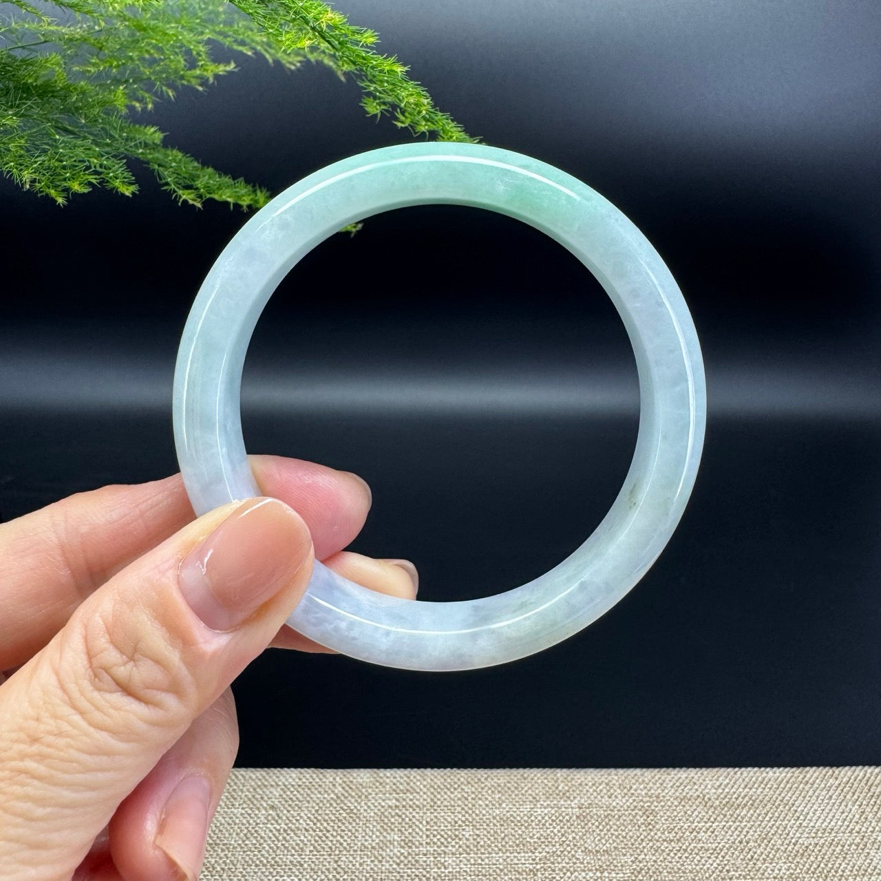 Genuine Burmese Lavender Green Jade Jadeite Bangle Bracelet ( 57.3mm )