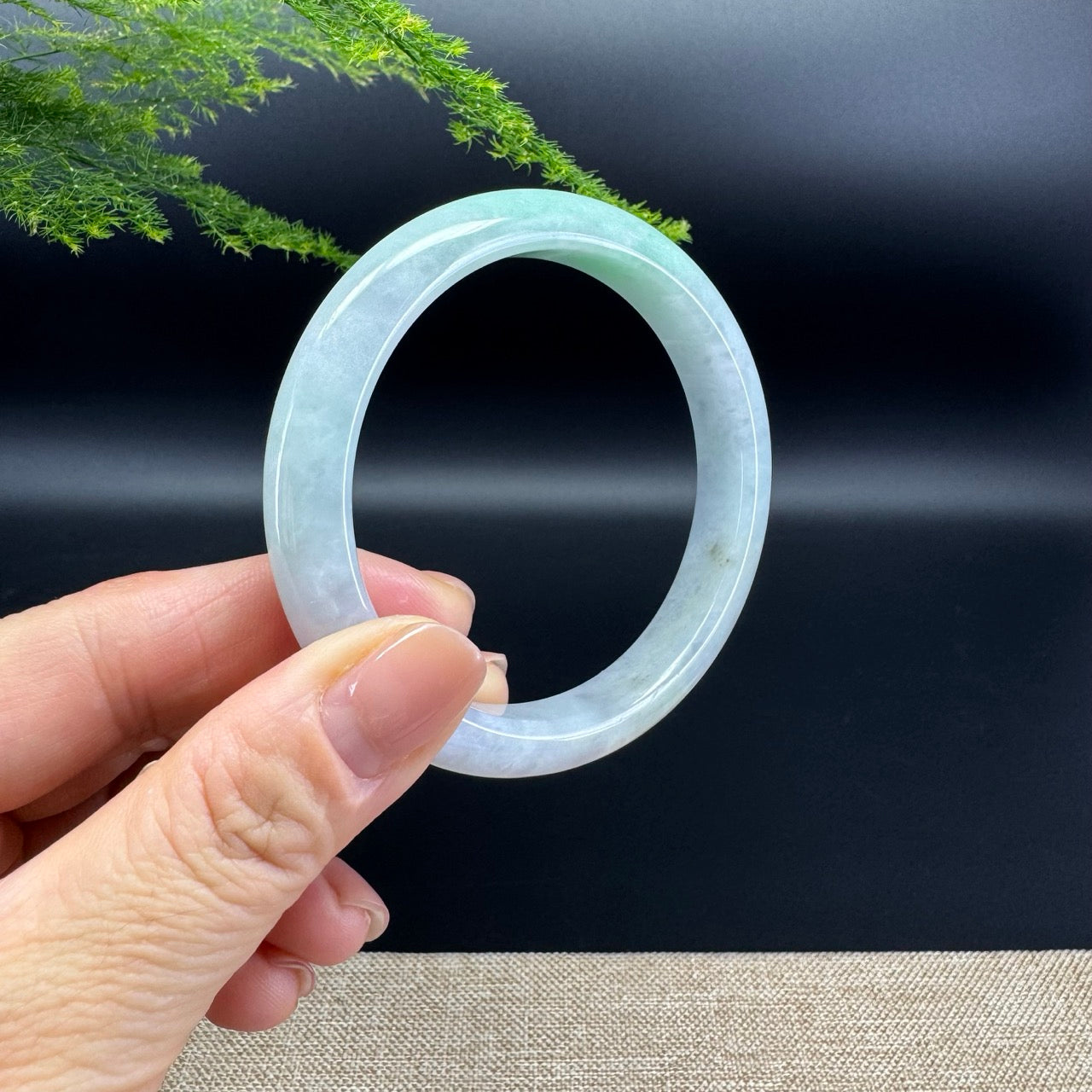 Genuine Burmese Lavender Green Jade Jadeite Bangle Bracelet ( 57.3mm )