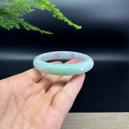 Genuine Burmese Lavender Green Jade Jadeite Bangle Bracelet ( 57.3mm )