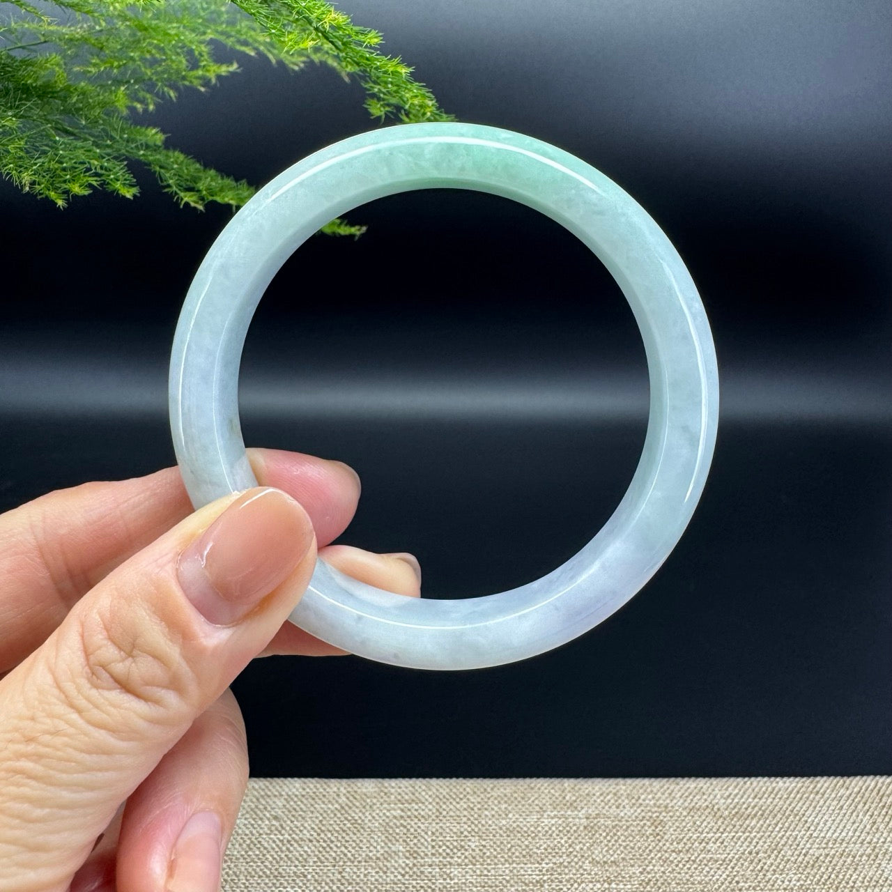 Genuine Burmese Lavender Green Jade Jadeite Bangle Bracelet ( 57.3mm )