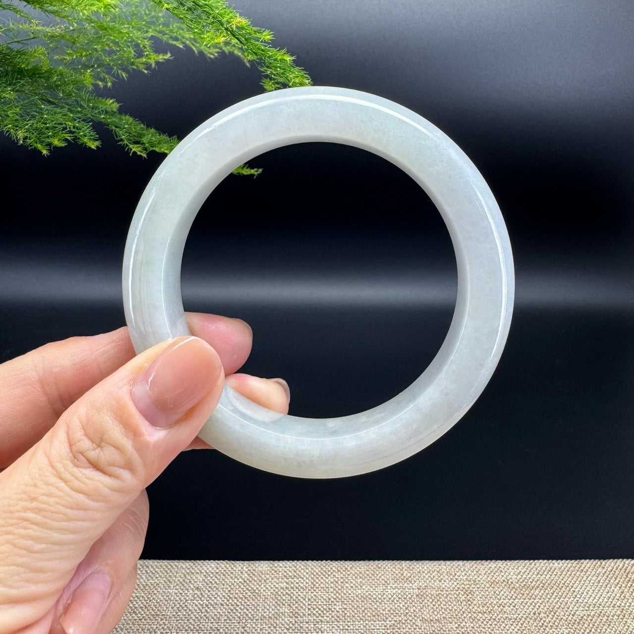 Genuine Burmese Lavender Green Jade Jadeite Bangle Bracelet ( 57.7mm )
