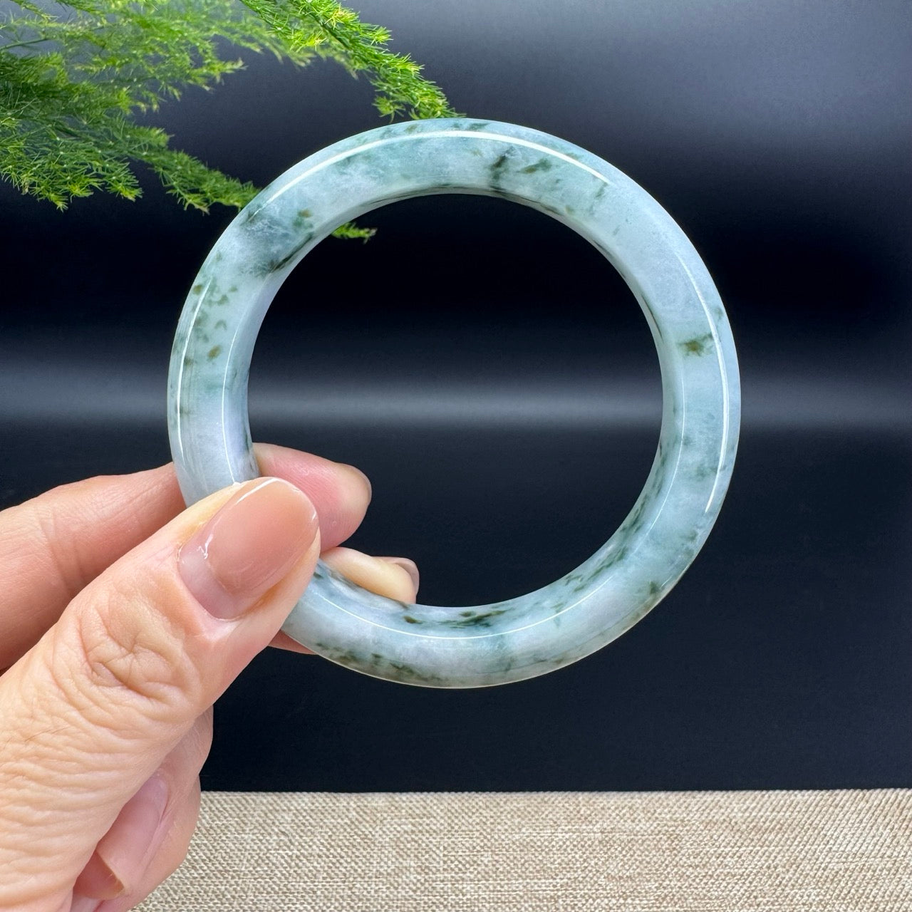 Genuine Burmese Oil Green Jade Jadeite Bangle Bracelet ( 57mm )