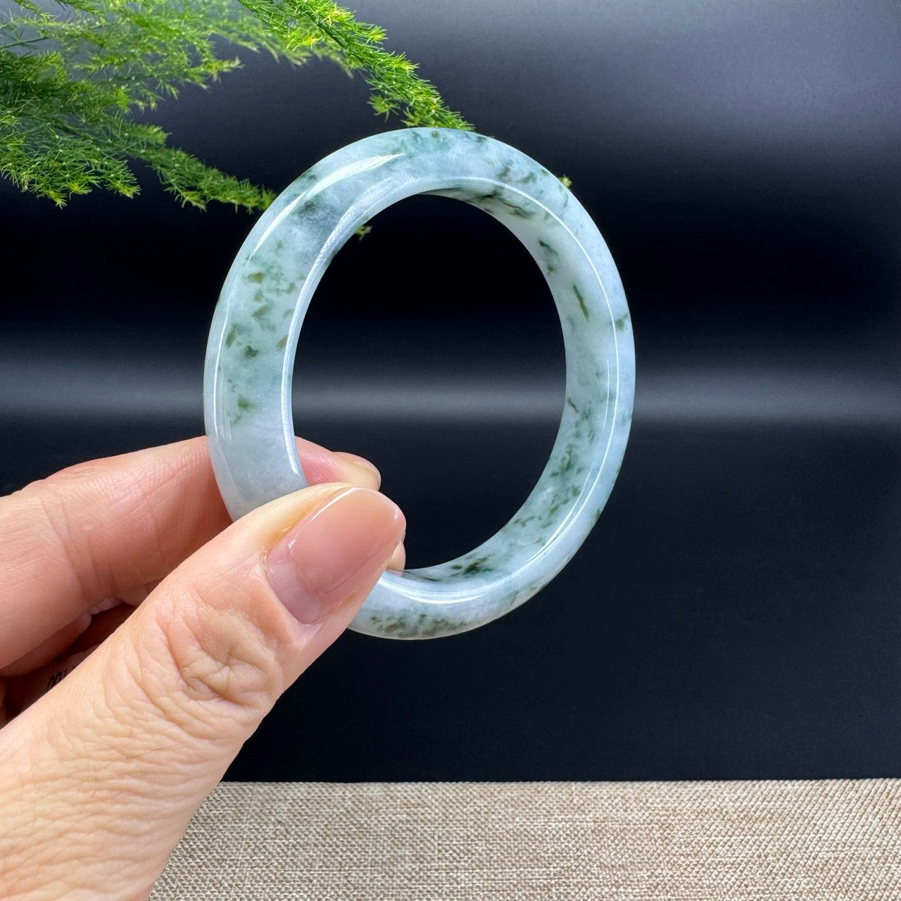 Genuine Burmese Oil Green Jade Jadeite Bangle Bracelet ( 57mm )