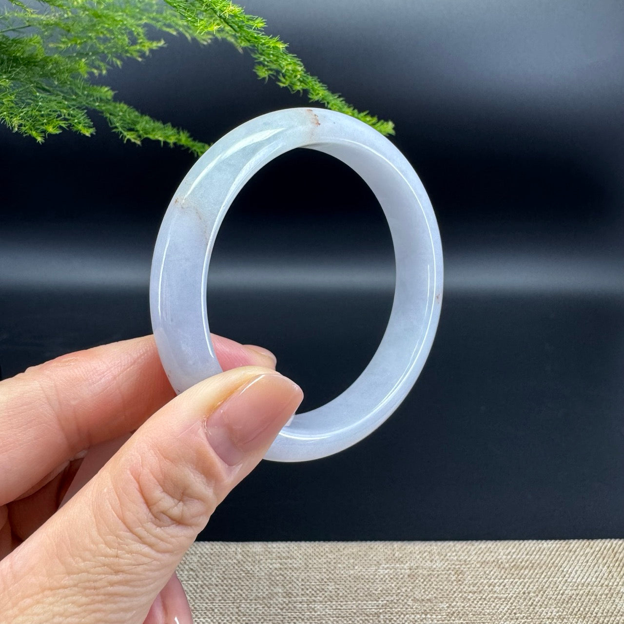 Genuine Burmese Lavender Green Jade Jadeite Bangle Bracelet ( 57.6mm )