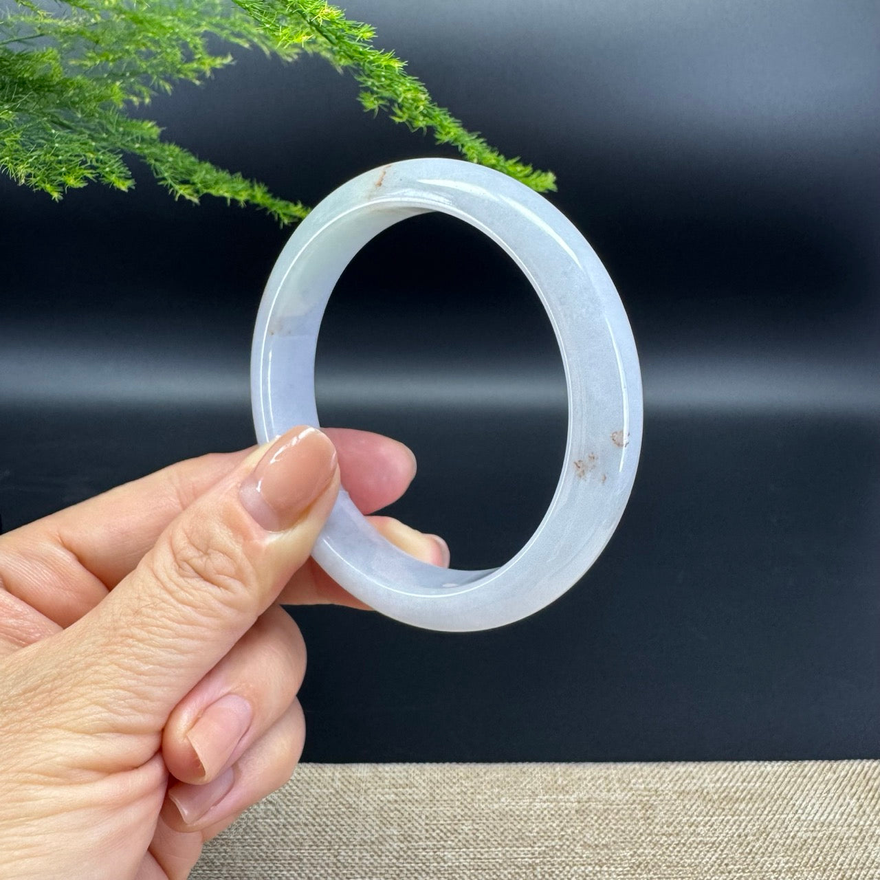 Genuine Burmese Lavender Green Jade Jadeite Bangle Bracelet ( 57.6mm )