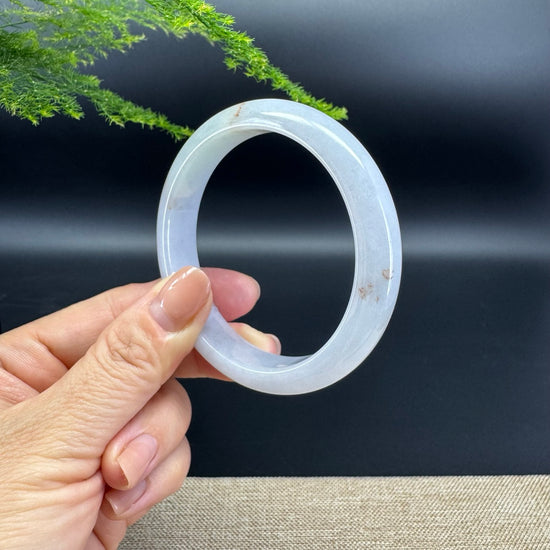 Genuine Burmese Lavender Green Jade Jadeite Bangle Bracelet ( 57.6mm )